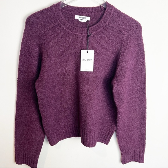 NEW Re/Done 60’s Shrunken sweater plum size L - Picture 2 of 9